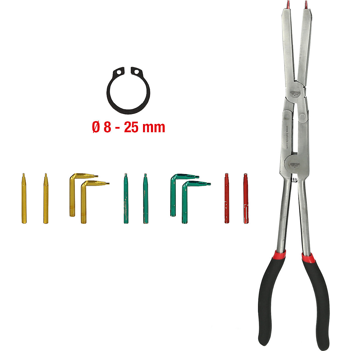 Double jointed circlip pliers, replaceable tips – KS Tools