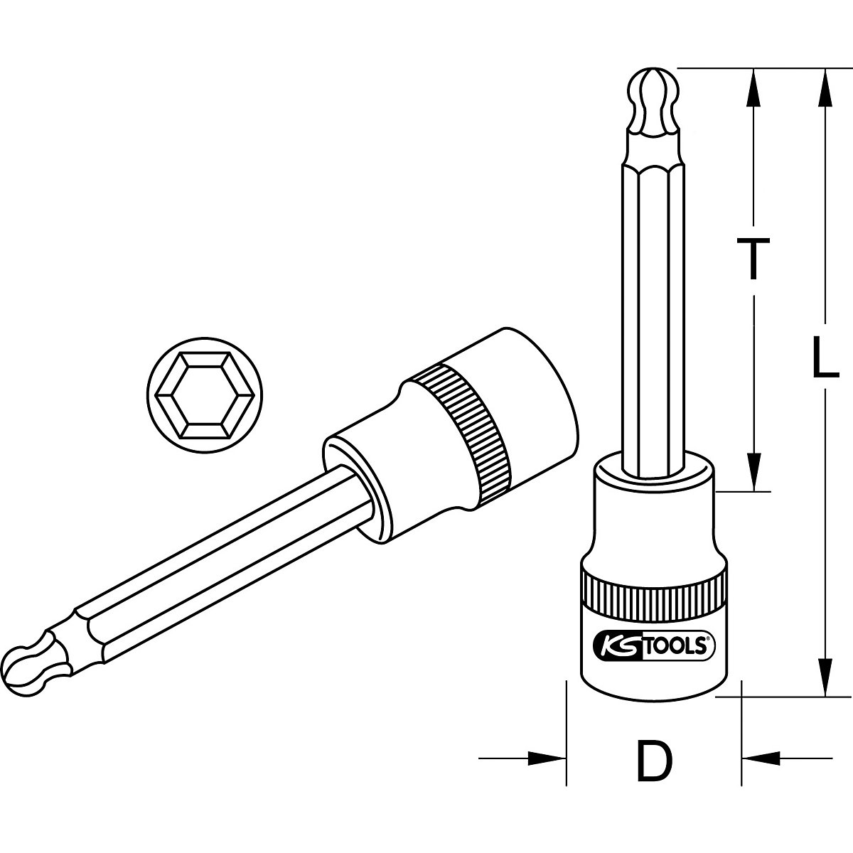 1/2'&#x27; CHROMEplus bit socket, long – KS Tools (Product illustration 2)-1