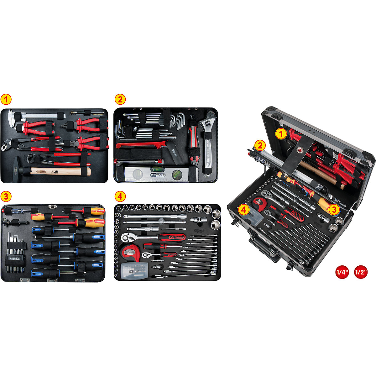 KS Tools – 1/4&#x27;&#x27; + 1/2&#x27;&#x27; universal tool set (Product illustration 8)