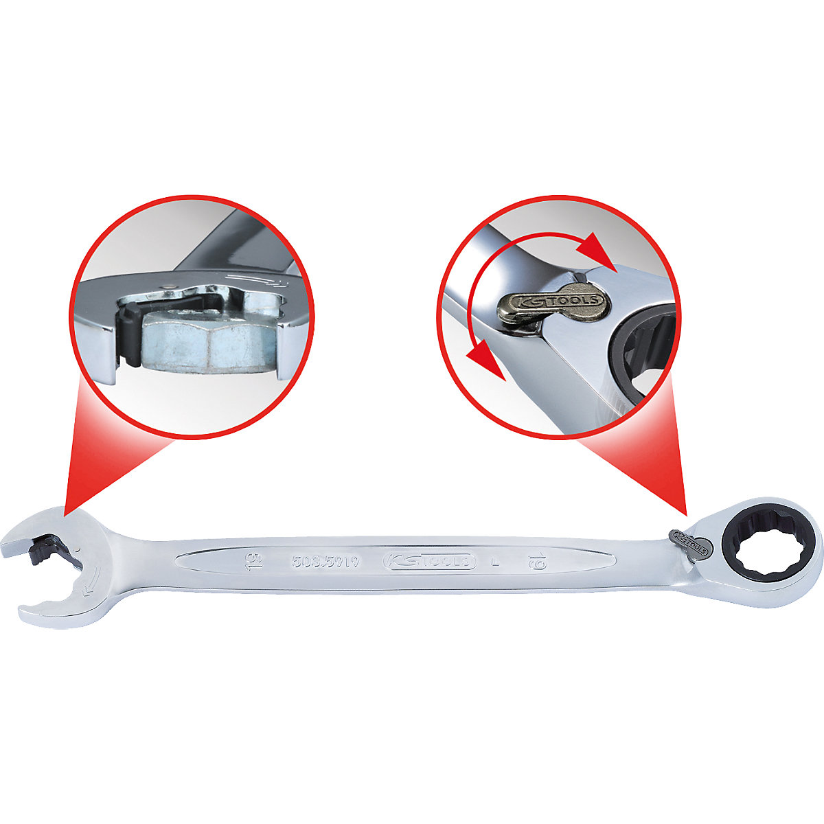 DUO GEARplus ringsteeksleutel, omschakelbaar – KS Tools (Productafbeelding 8)-7