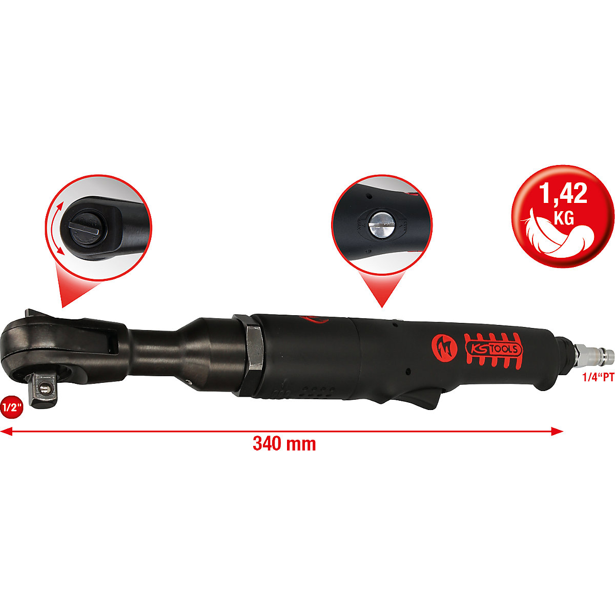 3/8'' MONSTER pneumatische omschakelbare ratel voor zwaar gebruik - KS Tools