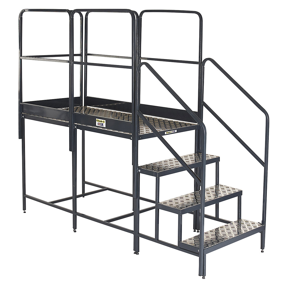 CLIMB-IT Platforms | Single & Double, CLIMB-IT Platforms | Single & Double, CLIMB-IT UK Platforms | 2x 1000mm High Platforms | 3 Tread | 5 Guardrails-6