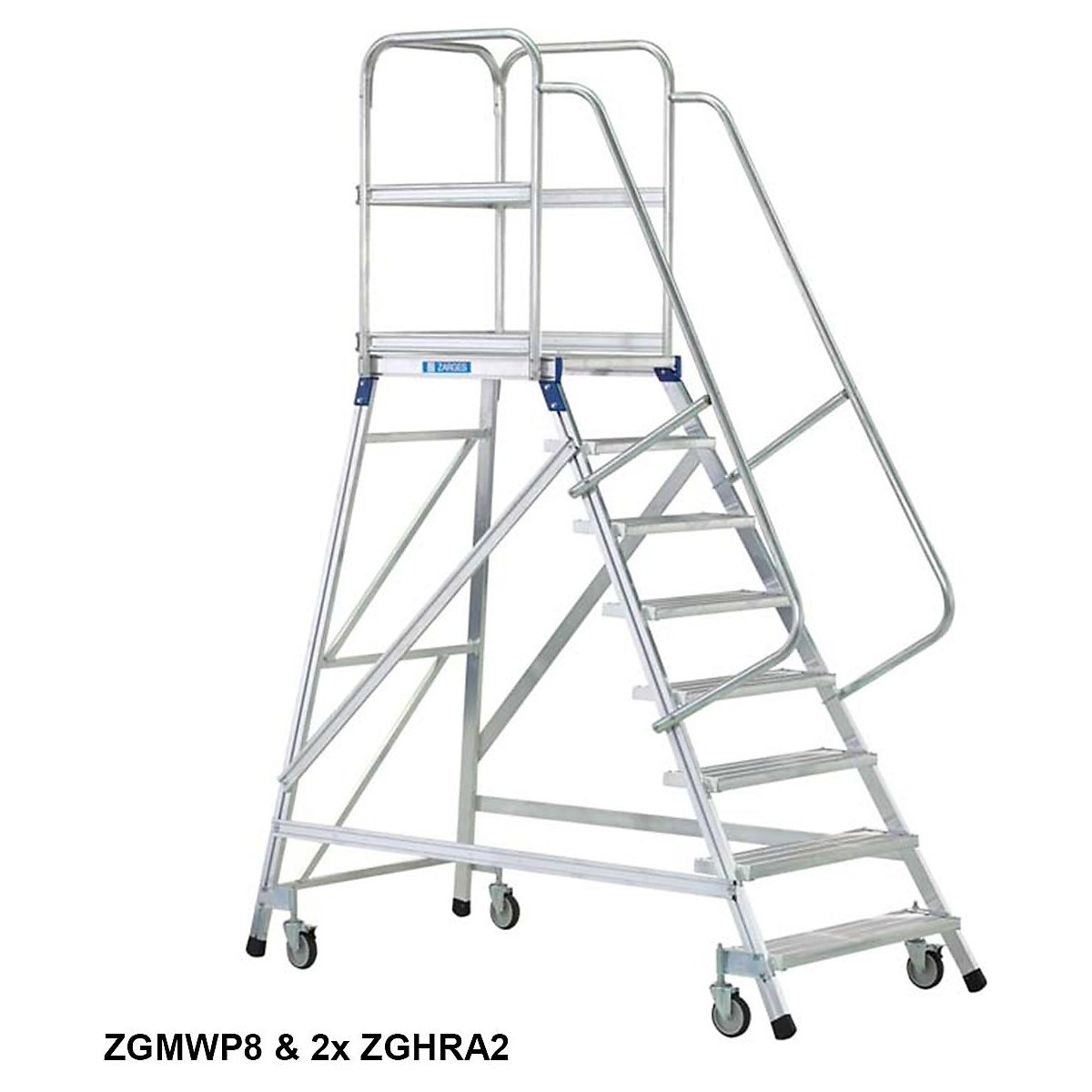 Mobile Work Platforms, Mobile Work Platforms, Mobile Work Platform 8 Steps 1920h x 1160w x 2180d mm (Excluding Rail) Aluminium Alloy 47kg Weight-3