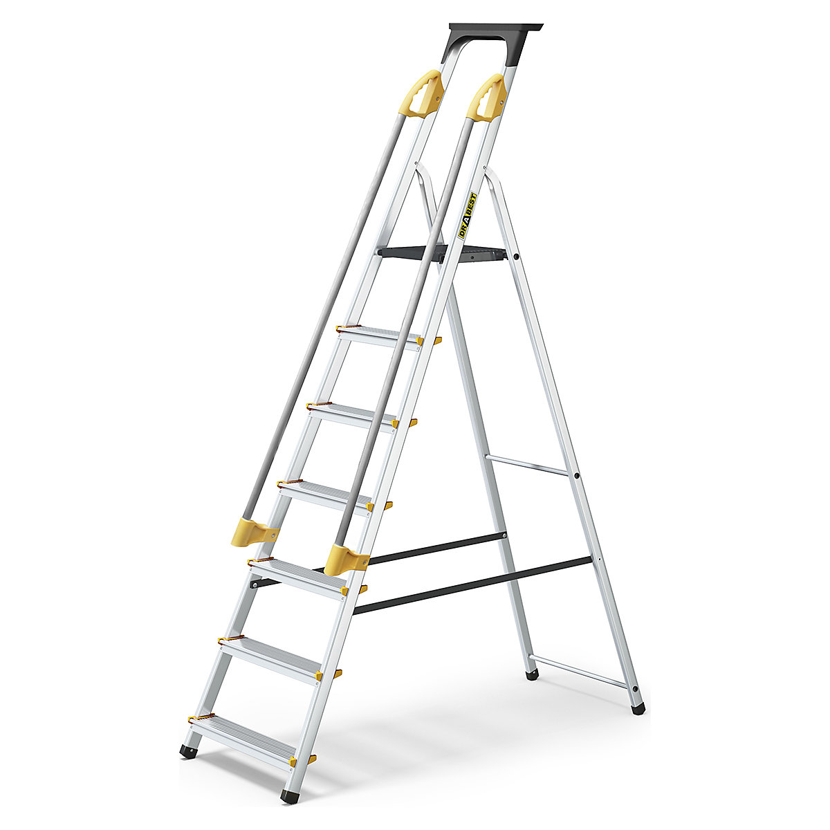 Drabest Handrail Step Ladders | EN 131, Drabest Handrail Step Ladders | EN 131, Drabest Handrail Step Ladders | 2000h x 500w mm | Aluminium | 7 Steps with Handrails-3
