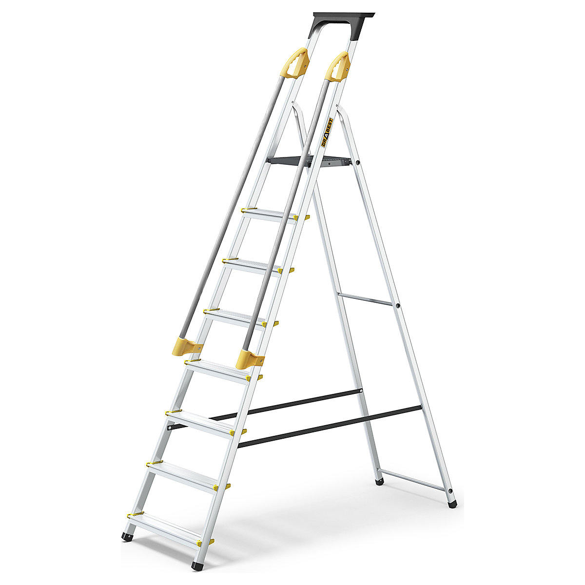 Drabest Handrail Step Ladders | EN 131, Drabest Handrail Step Ladders | EN 131, Drabest Handrail Step Ladders | 2220h x 520w mm | Aluminium | 8 Steps with Handrails-4