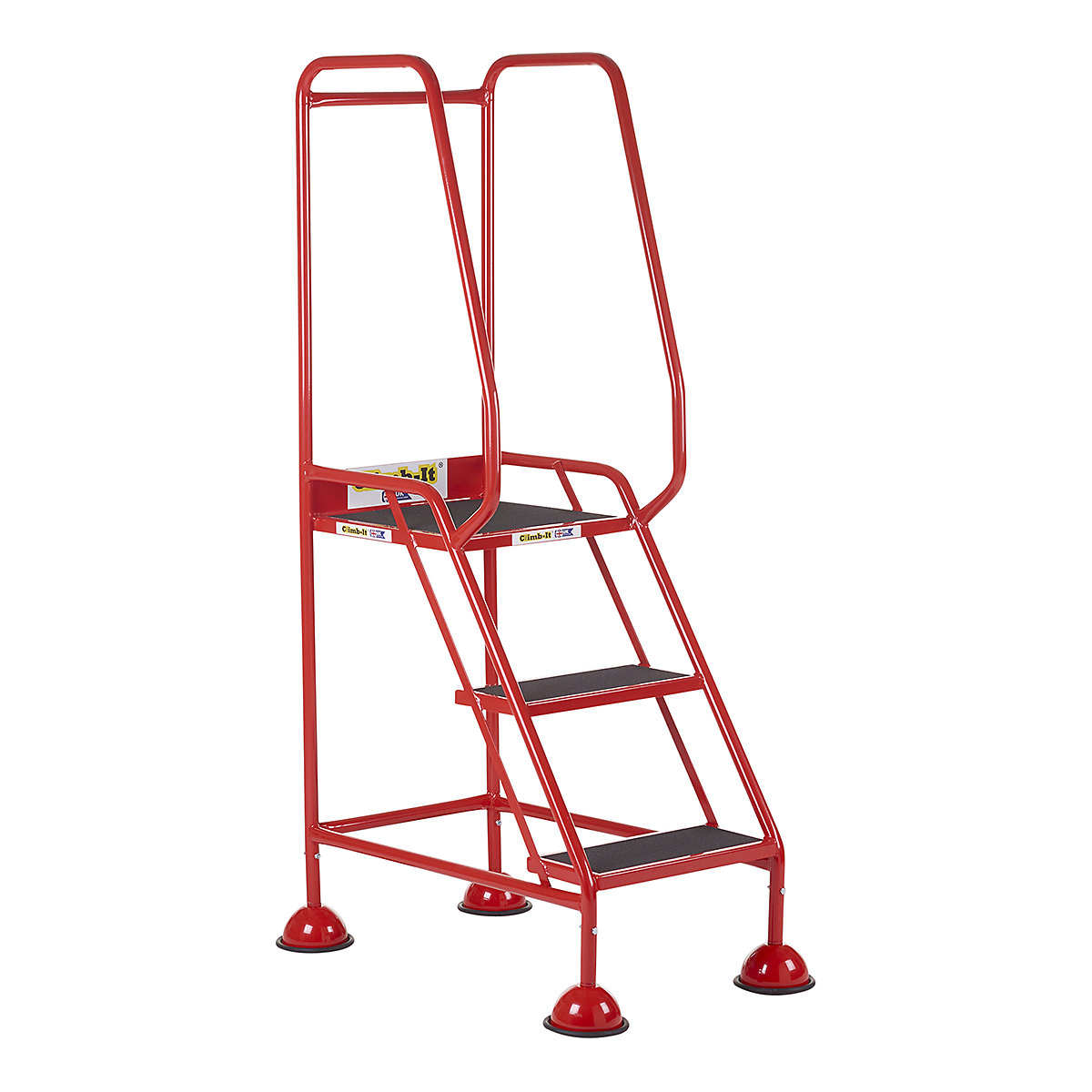 CLIMB-IT Domed Feet Step | Red, Yellow & Grey, CLIMB-IT Domed Feet Step | Red, Yellow & Grey, CLIMB-IT Domed Feet Step | 1420h x 575w mm | 3 Tread | Anti-Slip  | Red-4