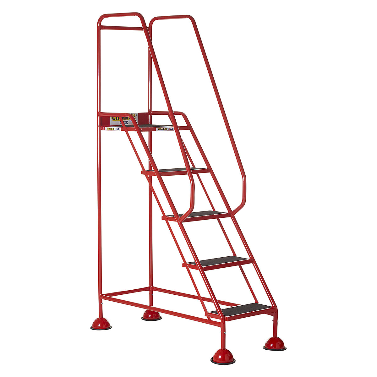 CLIMB-IT Domed Feet Step | Red, Yellow & Grey, CLIMB-IT Domed Feet Step | Red, Yellow & Grey, CLIMB-IT Domed Feet Step | 2030h x 610w mm | 5 Tread | Anti-Slip  | Red-6