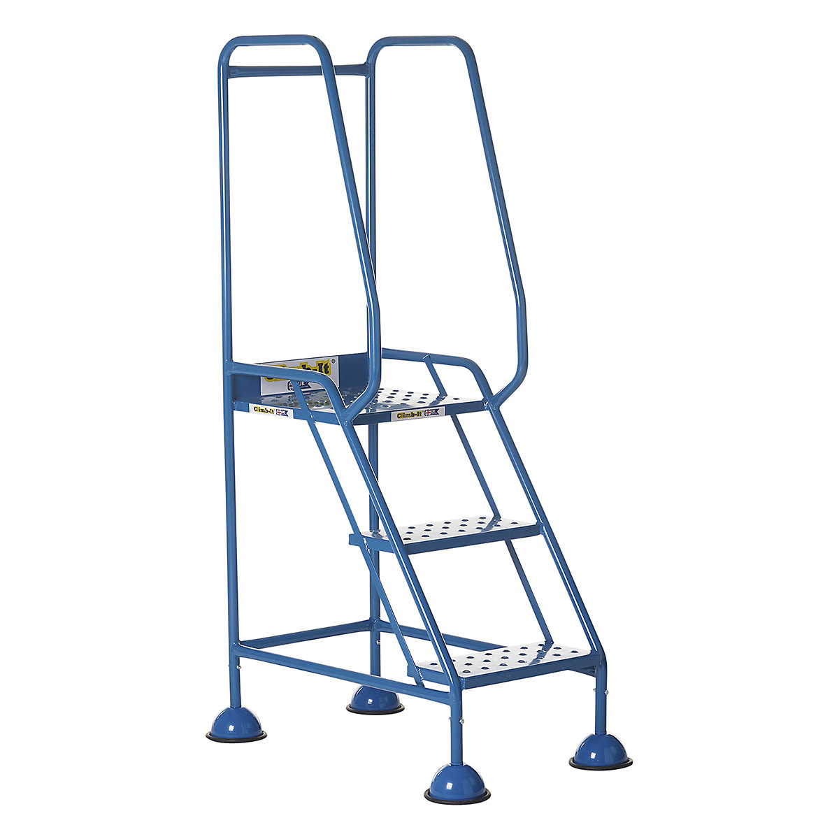 CLIMB-IT Domed Feet Step, CLIMB-IT Domed Feet Step, CLIMB-IT Domed Feet Step | 1420h x 550w mm | 3 Tread | Punched | Blue-3