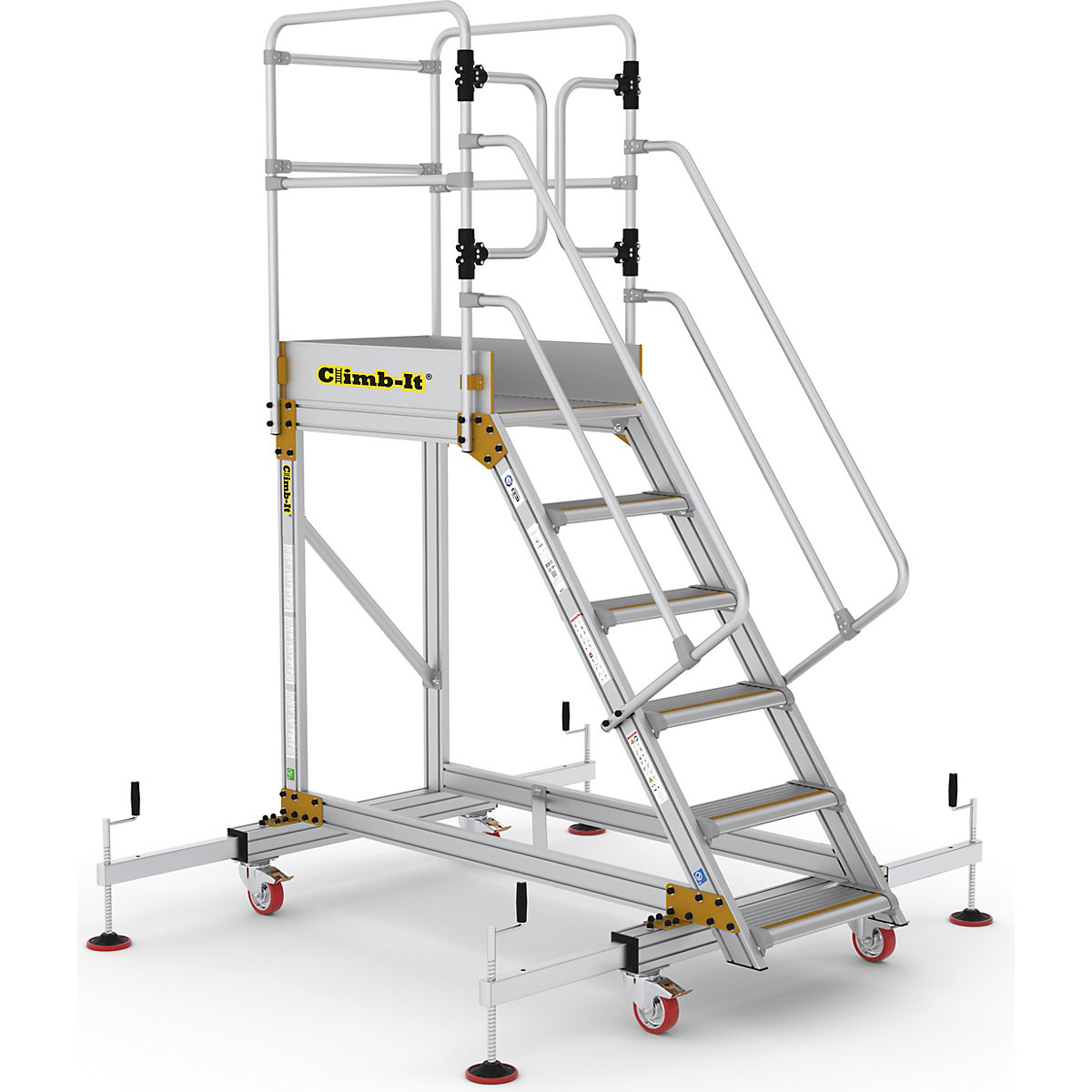CLIMB-IT Extra Large Platform Safety Steps with Adjustable Stabilisers, CLIMB-IT Extra Large Platform Safety Steps with Adjustable Stabilisers, Climb-It Extra Large Platform Safety Steps with Adjustable Stabilisers | 2350h x 1180 - 2040w mm | 5 Tread | 150kg UDL-3