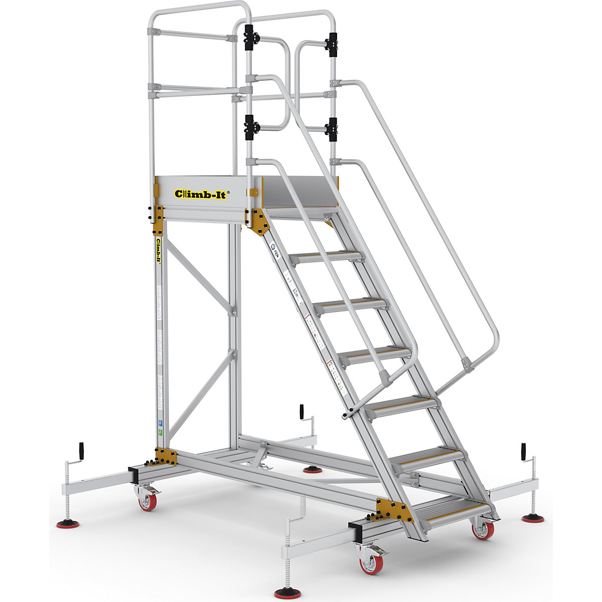 CLIMB-IT Extra Large Platform Safety Steps with Adjustable Stabilisers, CLIMB-IT Extra Large Platform Safety Steps with Adjustable Stabilisers, Climb-It Extra Large Platform Safety Steps with Adjustable Stabilisers | 2850h x 1180 - 2040w mm | 7 Tread | 150kg UDL-6