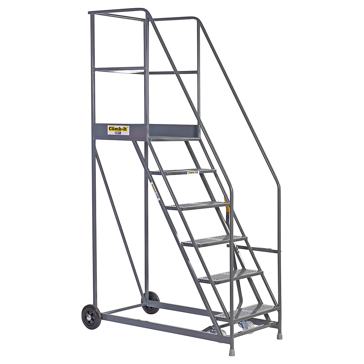 CLIMB-IT Mobile Warehouse Steps, CLIMB-IT Mobile Warehouse Steps, CLIMB-IT Mobile Warehouse Steps | 3955h x 1100w x 2350d mm | 600mm Platform | 12 Tread | Grey-6