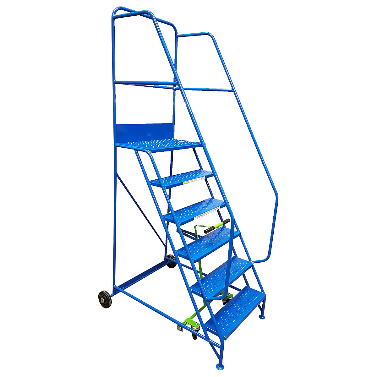 Klime-Ezee Extra-Wide Mobile Steps, Klime-Ezee Extra-Wide Mobile Steps, Klime-Ezee Extra-Wide Mobile Steps | 6 Tread | 2500h x 995w x 1360d mm | Platform Height: 1500mm | Punched Metal Treads | Blue-1