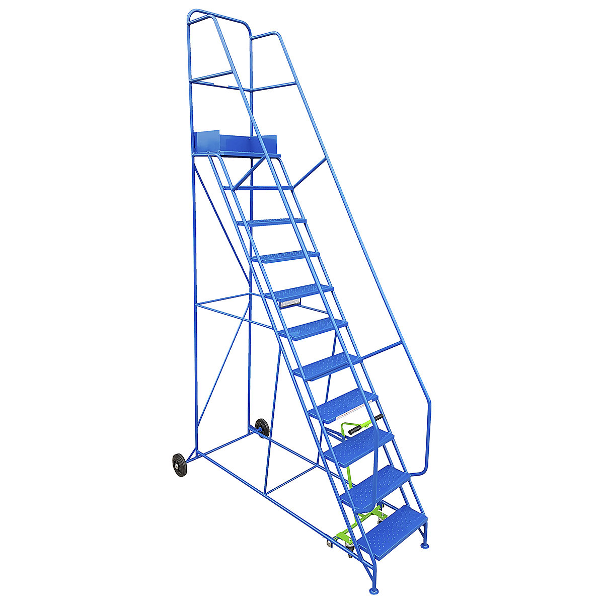 Klime-Ezee Industrial Mobile Steps, Klime-Ezee Industrial Mobile Steps, Klime-Ezee Industrial Mobile Steps | 6 Tread | 2500h x 850w x 1360d mm | Platform Height: 1500mm | Punched Metal Treads | Blue-1