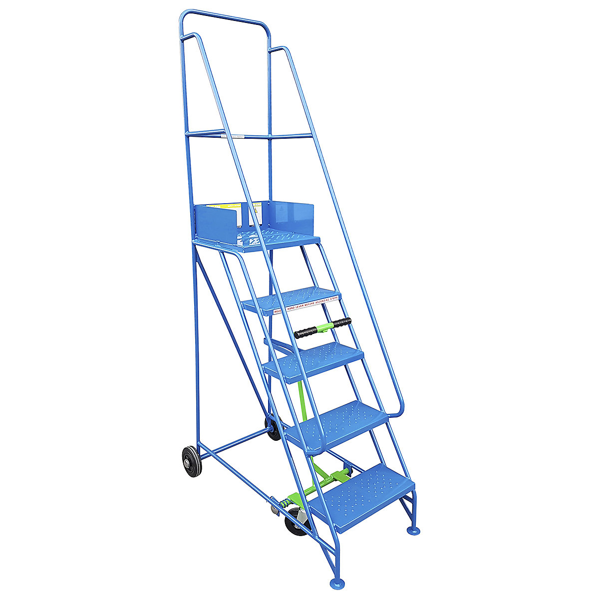 Klime-Ezee Narrow Aisle Mobile Steps, Klime-Ezee Narrow Aisle Mobile Steps, Klime-Ezee Narrow Aisle Mobile Steps | 7 Tread | 2750h x 630w x 1510d mm | Platform Height: 1750mm | Punched Metal Treads | Blue-1