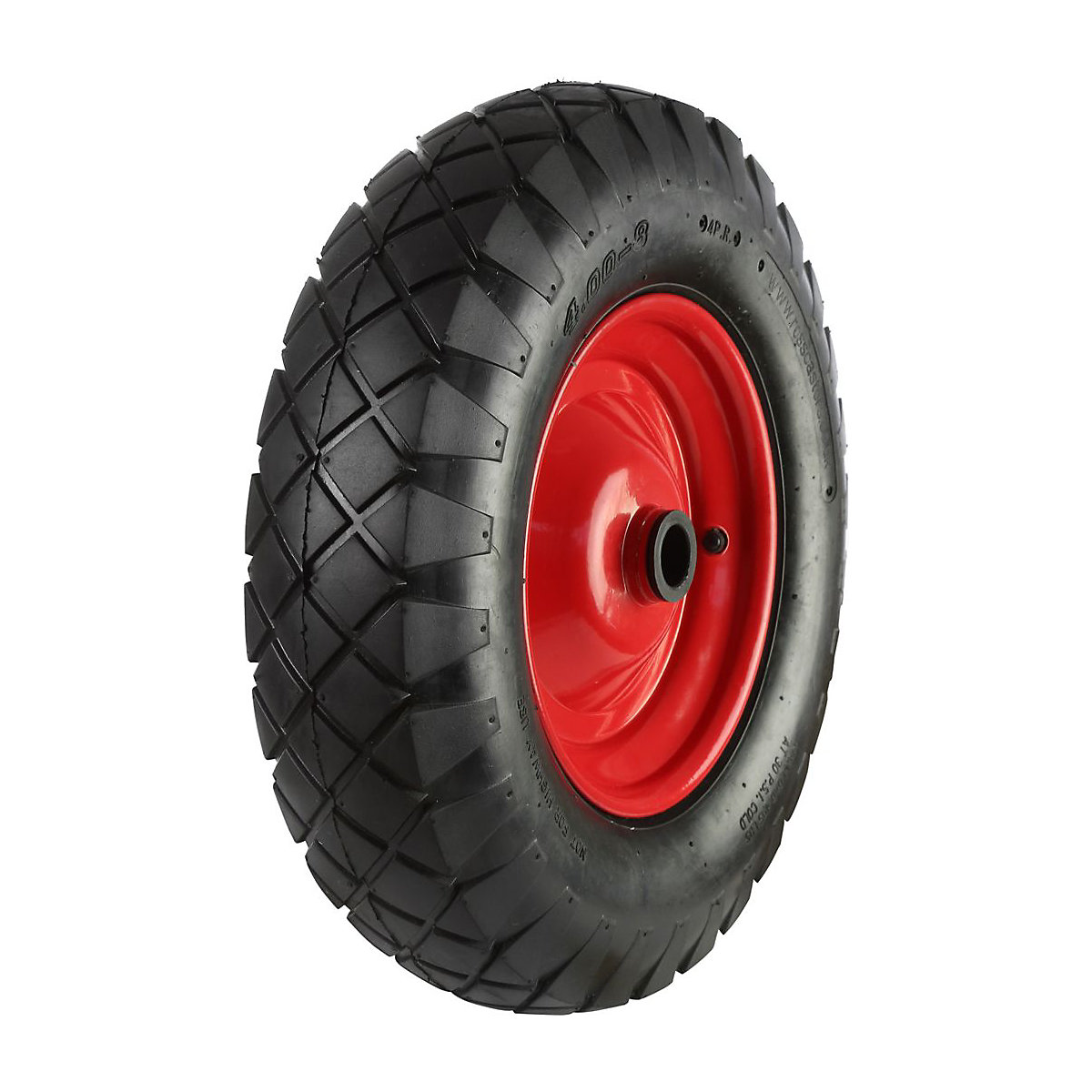 BiGDUG Pneumatic Wheel | Red Steel Centre | 400mm Dia.