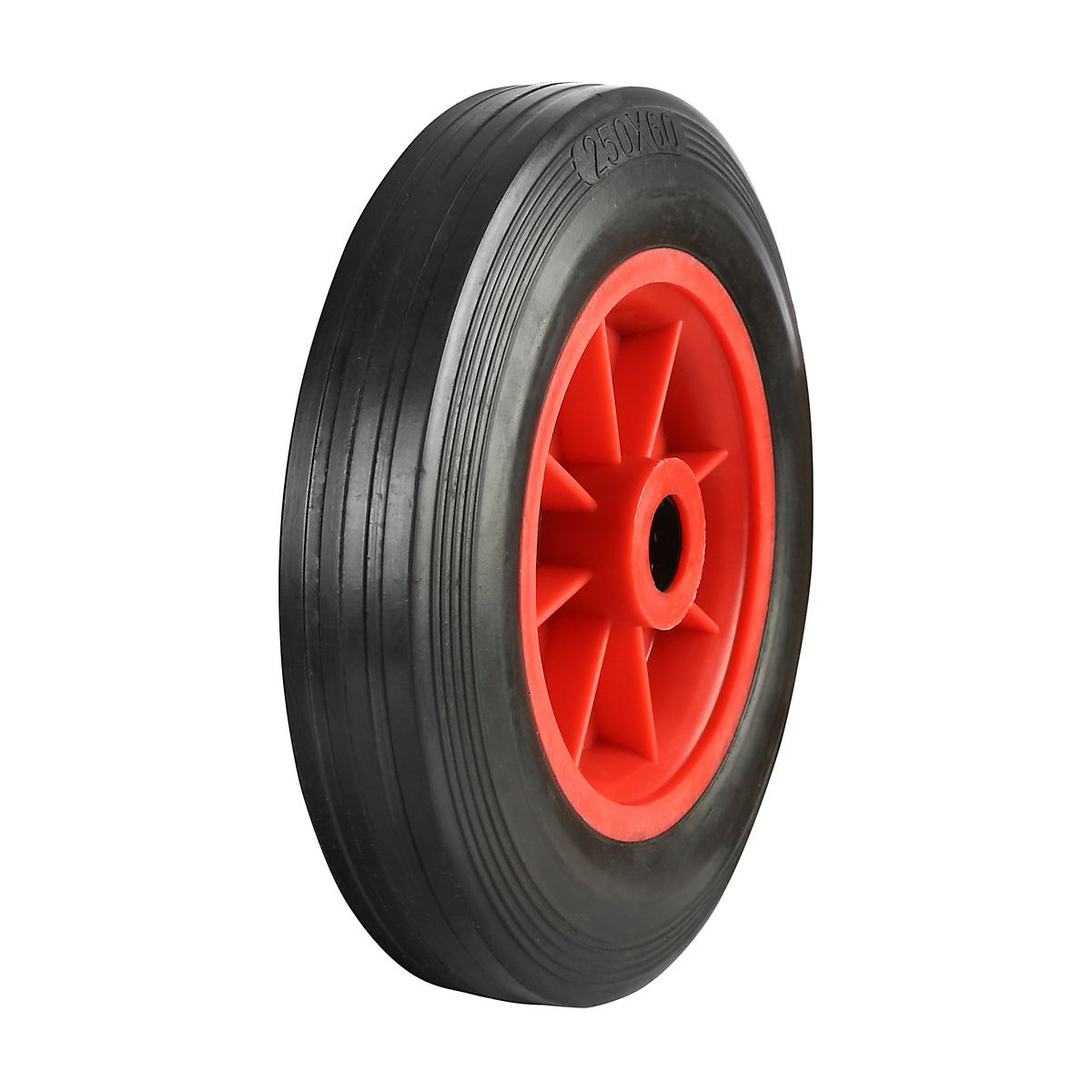 BiGDUG Solid Rubber Wheel | Red Plastic Centre | 250mm Dia.