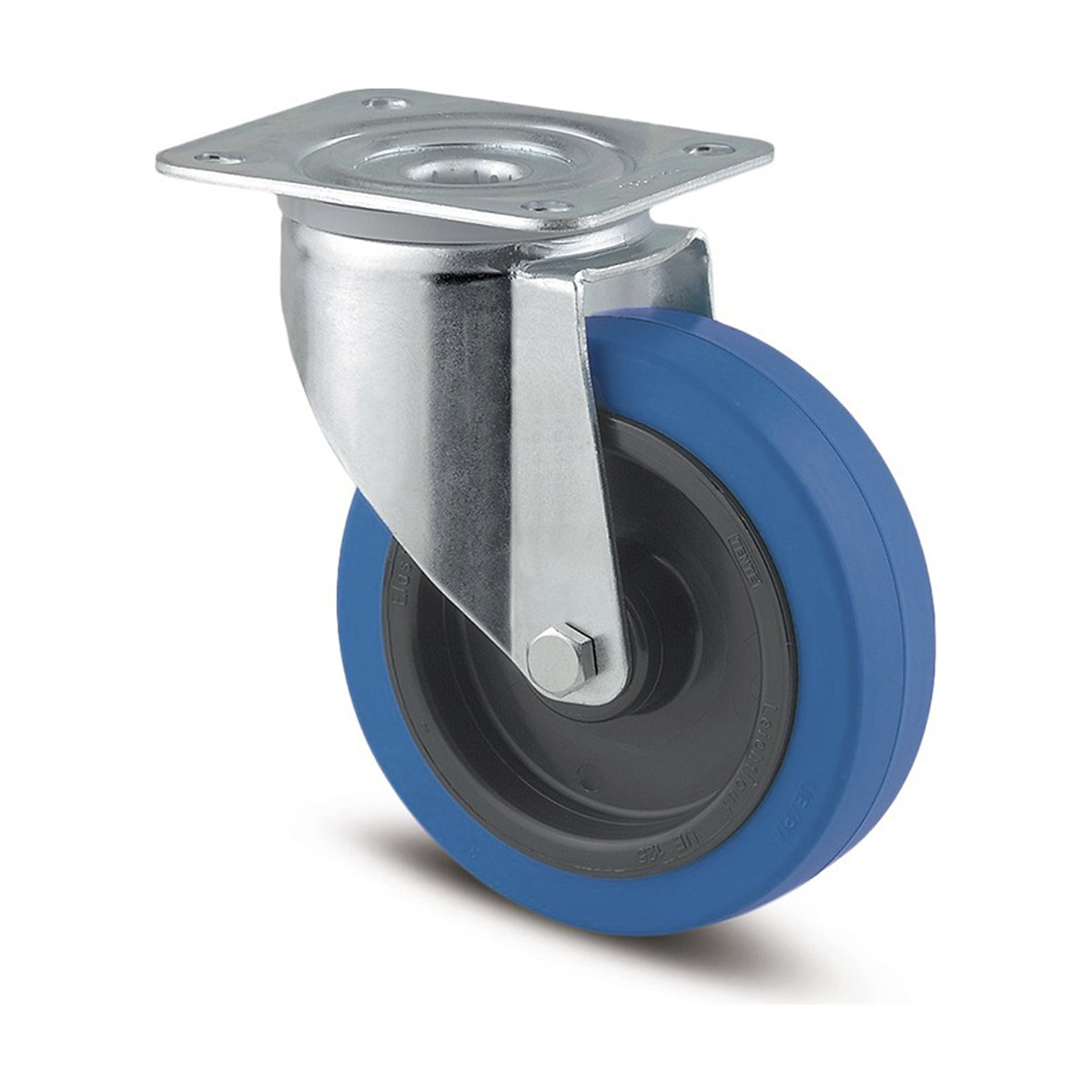 TENTE Alpha Plate Castor | Elastic Rubber | 100mm Dia. | 160kg | Blue