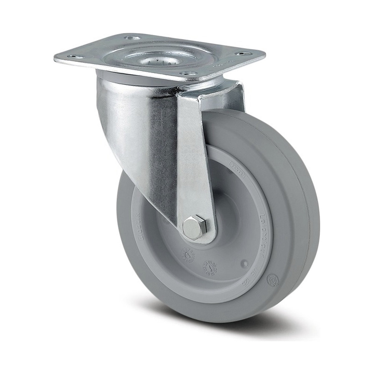 TENTE Alpha Plate Castor | Elastic Rubber | 100mm Dia. | 160kg | Grey
