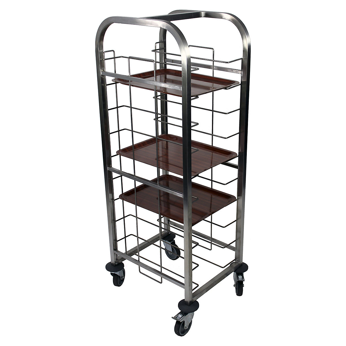 BiGDUG Tray Clearing Trolleys, BiGDUG Tray Clearing Trolleys, BiGDUG Tray Clearing Trolley | 1393h x 365w x 508d mm | Single Column | 10 Level | Stainless Steel & Side Panel-1