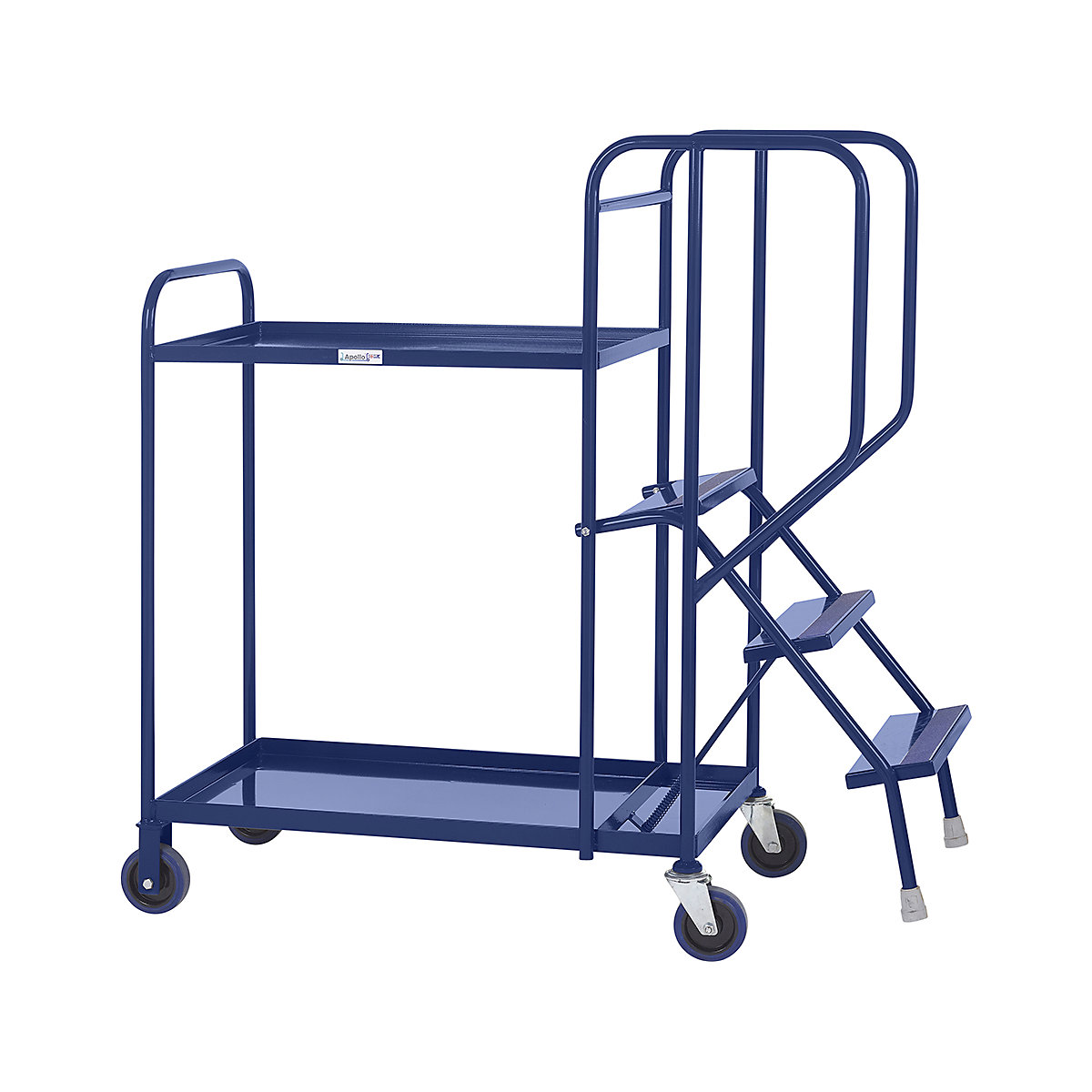 Apollo Stepped Picking Trolley, Apollo Stepped Picking Trolley, Apollo Stepped Picking Trolley | 1380h x 600w x 1440d mm | 3 Step | 2 Steel Shelves | Blue-9