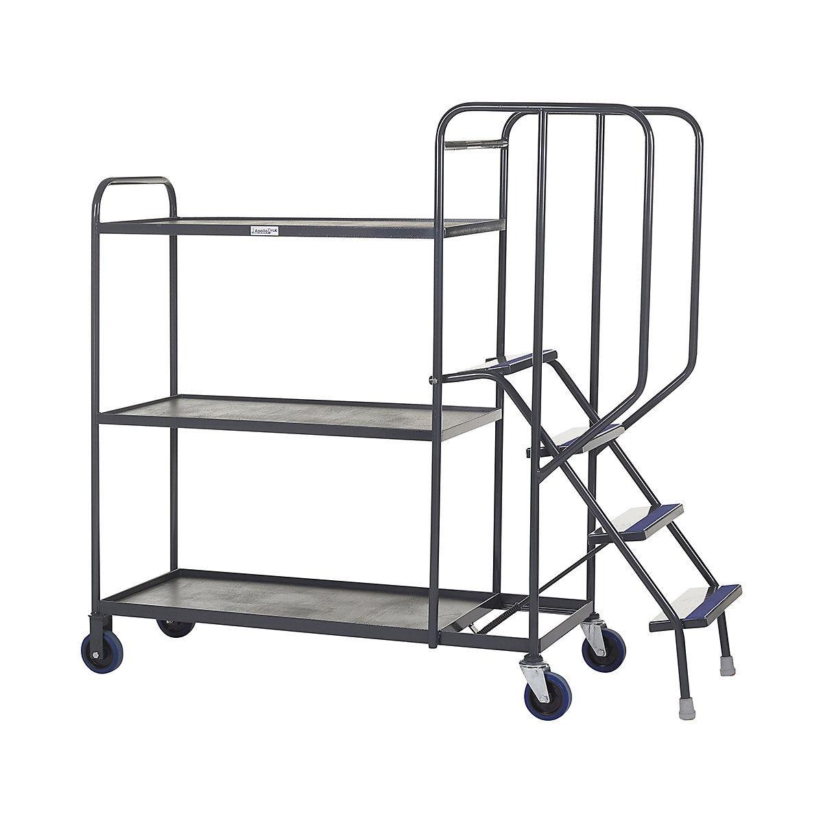 Apollo Stepped Picking Trolley, Apollo Stepped Picking Trolley, Apollo Stepped Picking Trolley | 1570h x 600w x 1750d mm | 4 Step | 3 Steel Shelves | Grey-15