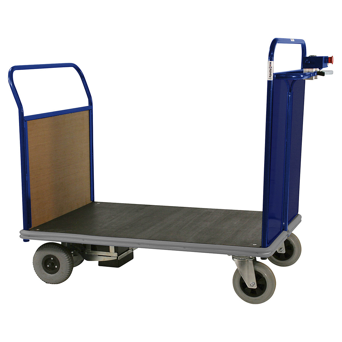 Apollo Powered Platform Trucks, Apollo Powered Platform Trucks, Apollo Powered Platform Truck | 1055h x 800w x 1270d mm | 1 Steel End | 1 Timber End | Blue-3