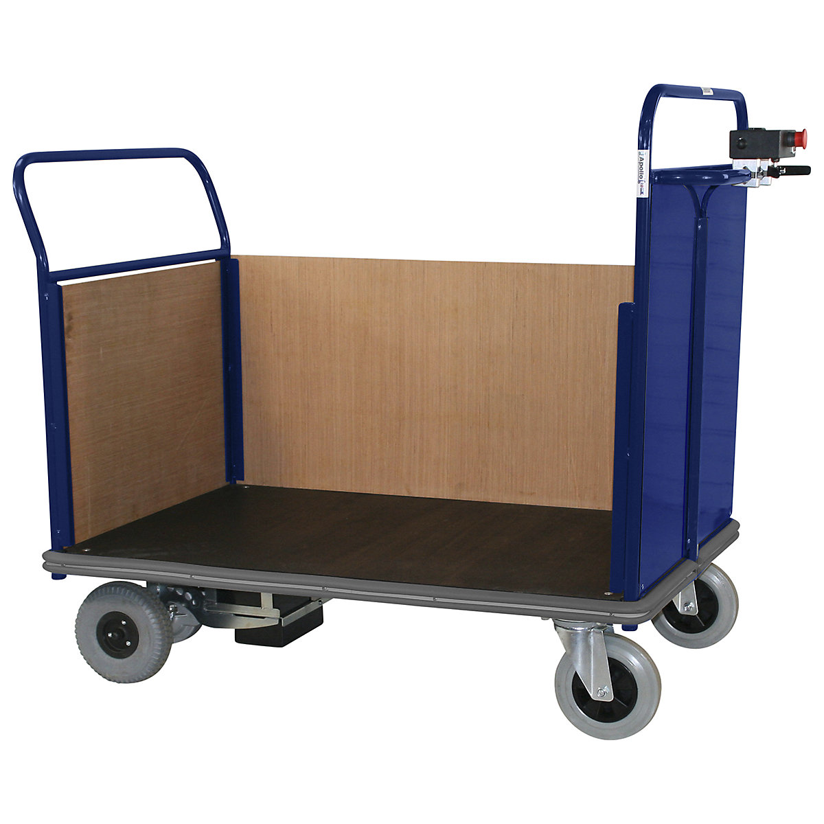 Apollo Powered Platform Trucks, Apollo Powered Platform Trucks, Apollo Powered Platform Truck | 1055h x 800w x 1270d mm | 1 Steel End | 2 Timber Sides | Blue-5