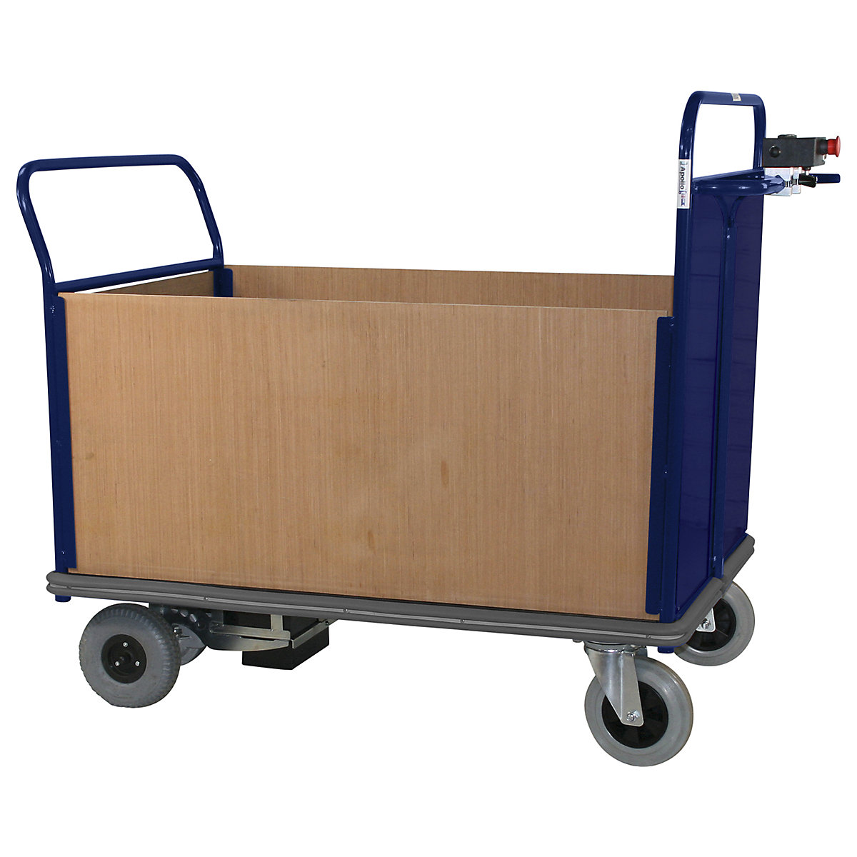 Apollo Powered Platform Trucks, Apollo Powered Platform Trucks, Apollo Powered Platform Truck | 1055h x 700w x 1060d mm | 1 Steel End | 3 Timber Sides | Blue-7