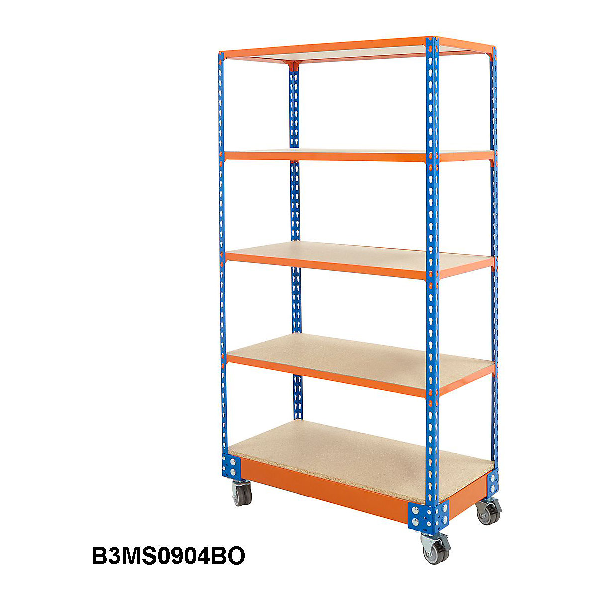 BiG340 Blue & Orange Mobile Shelf Trolleys With Chipboard Shelves (Product illustration 2)-1