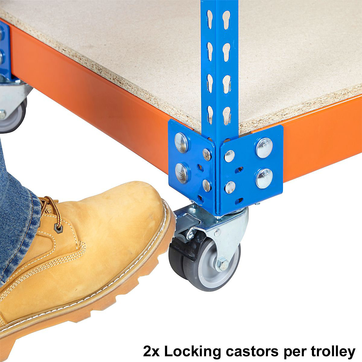 BiG340 Blue & Orange Mobile Shelf Trolleys With Chipboard Shelves (Product illustration 7)-6