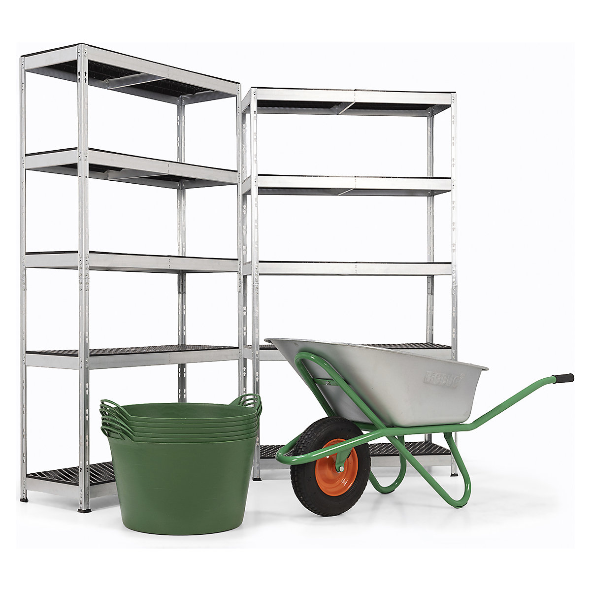 BiGDUG Garden Essentials Kit, BiGDUG Garden Essentials Kit, BiGDUG Garden Essentials Kit | 2x 1000mm Shelving |1x Wheelbarrow | 6x 65 Litre Flexi-Tubs-10