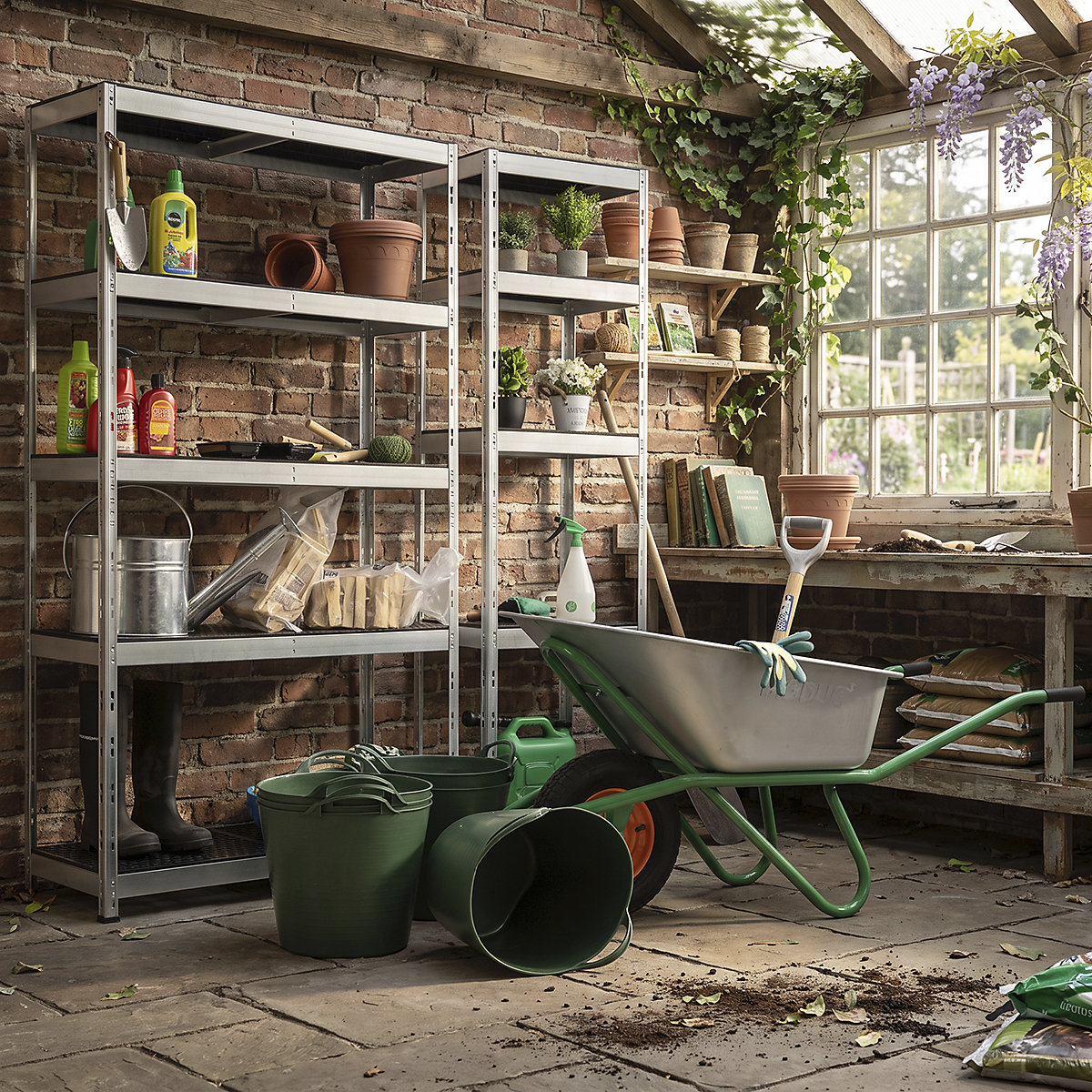 BiGDUG Garden Essentials Kit, BiGDUG Garden Essentials Kit, BiGDUG Garden Essentials Kit | 1x 1000mm Shelving |1x Wheelbarrow | 6x 42 Litre Flexi-Tubs-8
