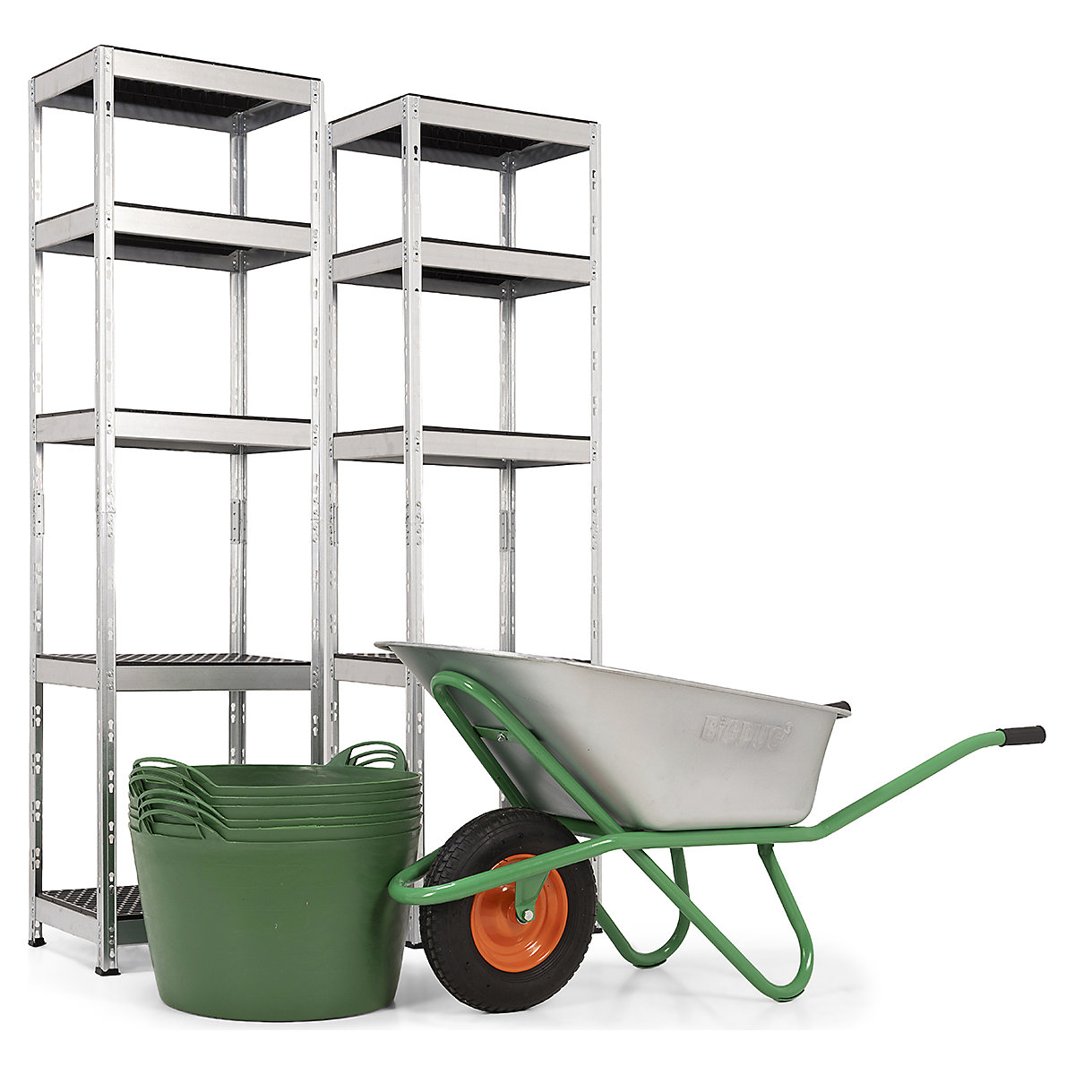 BiGDUG Garden Essentials Kit, BiGDUG Garden Essentials Kit, BiGDUG Garden Essentials Kit | 2x 500mm Shelving |1x Wheelbarrow | 6x 65 Litre Flexi-Tubs-9