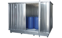 Hazardous goods storage container for water hazardous media