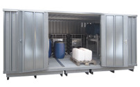 Hazardous goods storage container for water hazardous media