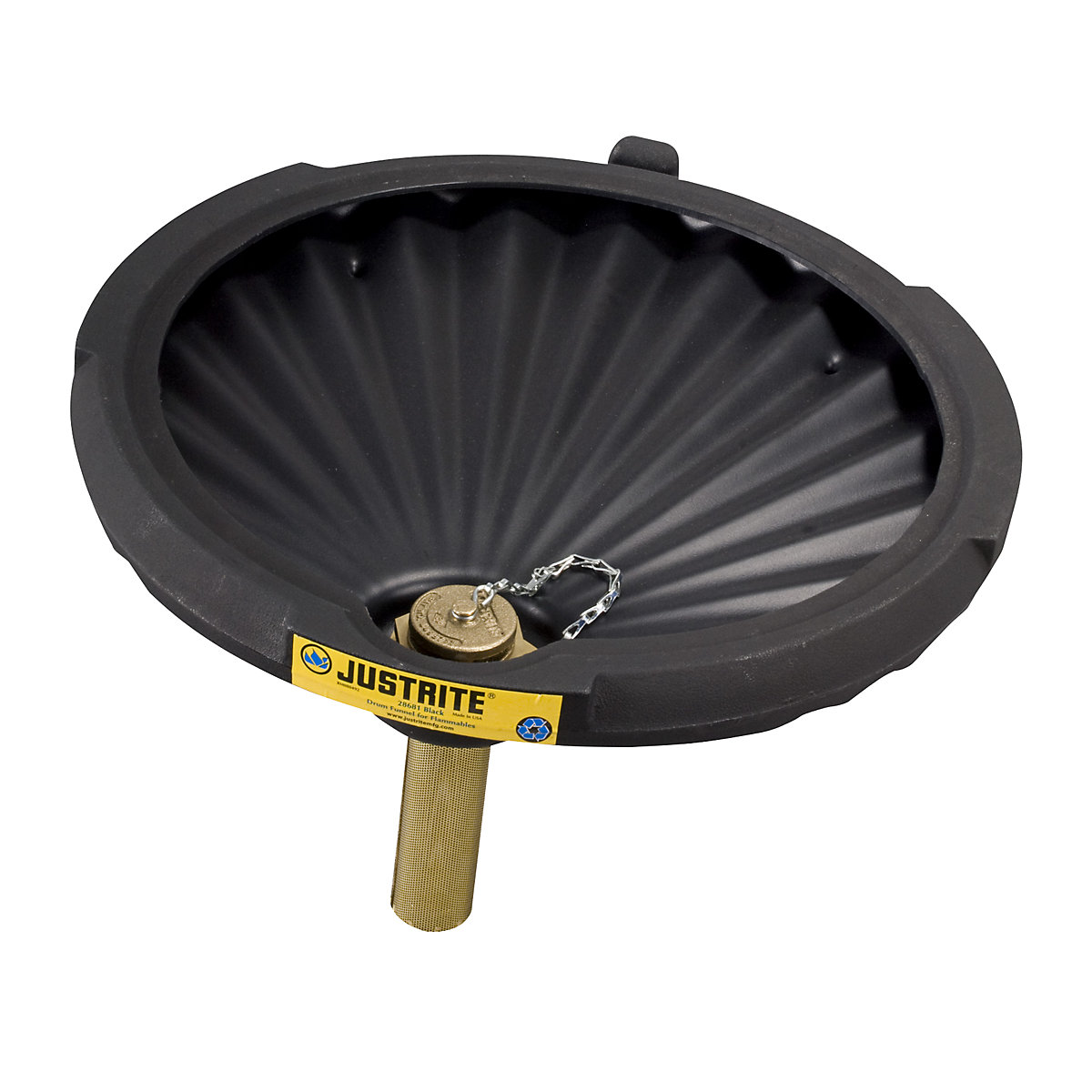 Justrite – PE drum funnel, for flammable liquids, with flame trap