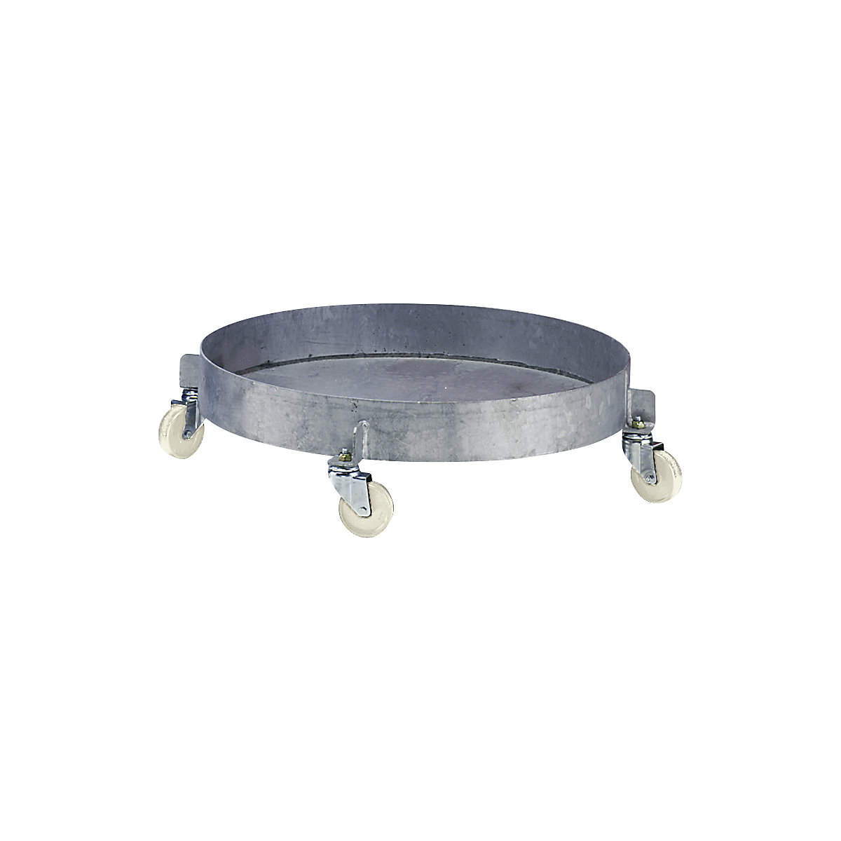 EUROKRAFTpro – Drum dolly, with watertight metal tray, zinc plated, internal frame Ø 610 mm