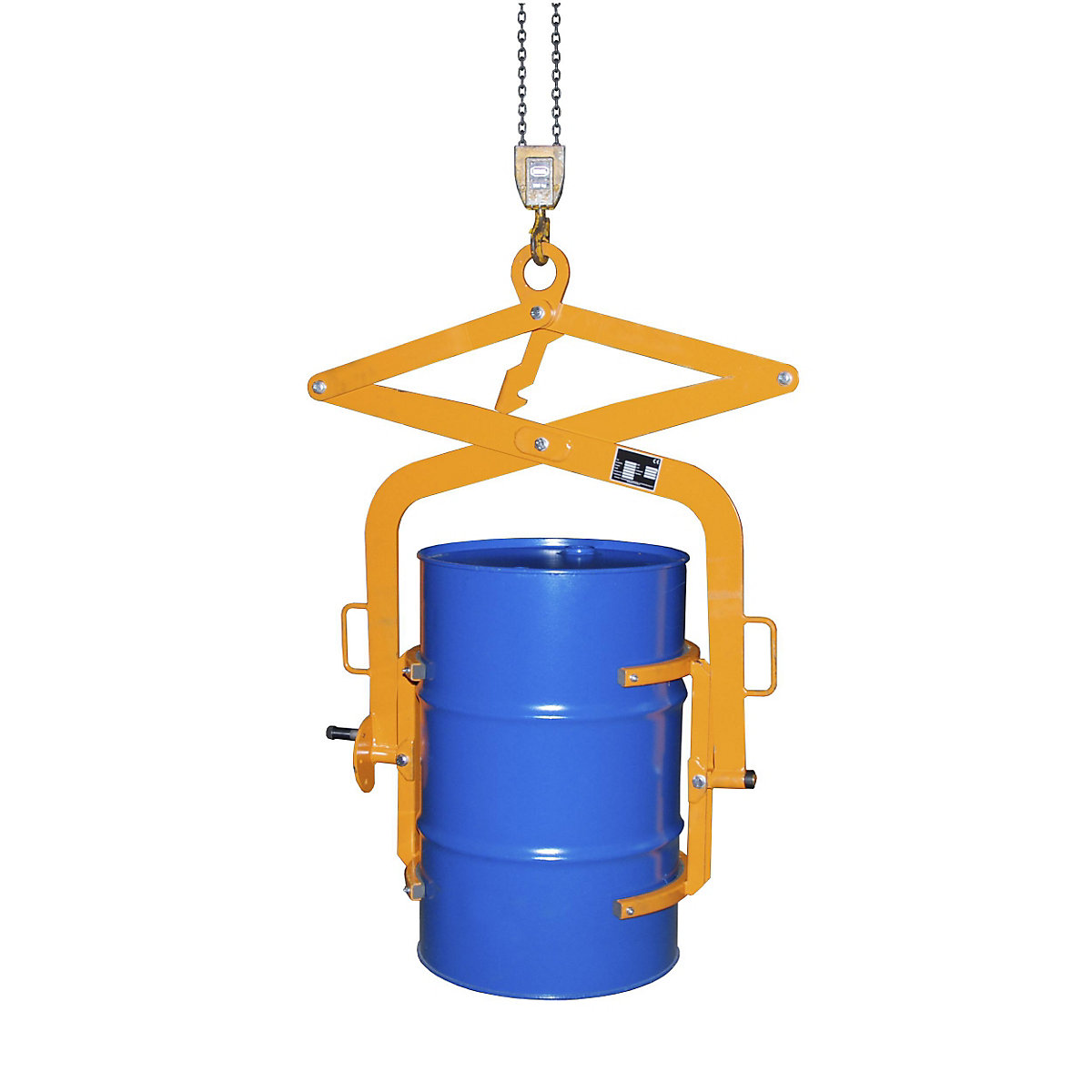 Drum tilting clamp – eurokraft pro: for 200 l steel bung drums and drums  with lids kaiserkraft