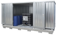Hazardous goods container for the passive storage of flammable media