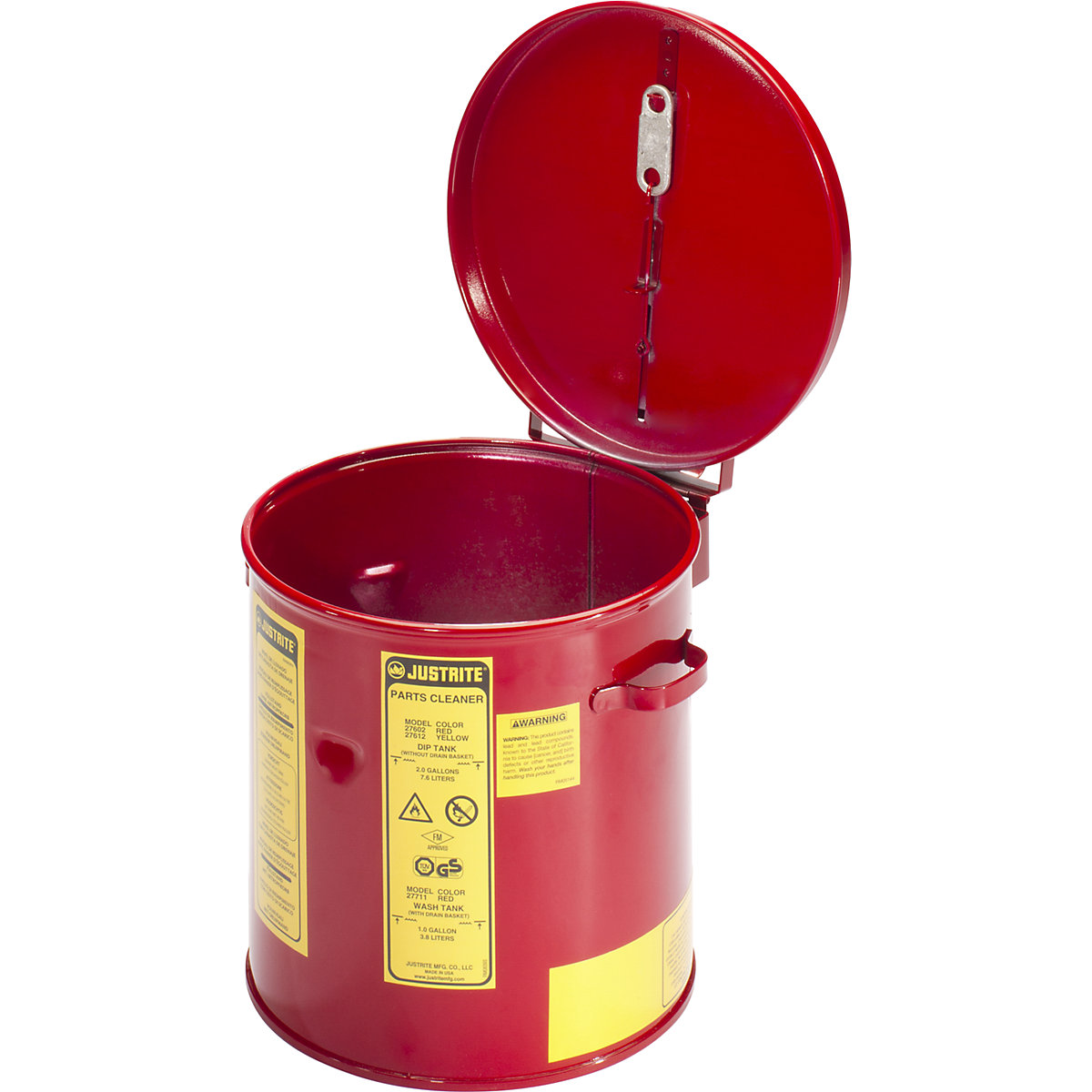 Cleaning and immersion container – Justrite, sheet steel, zinc plated and painted, capacity 8 l-4