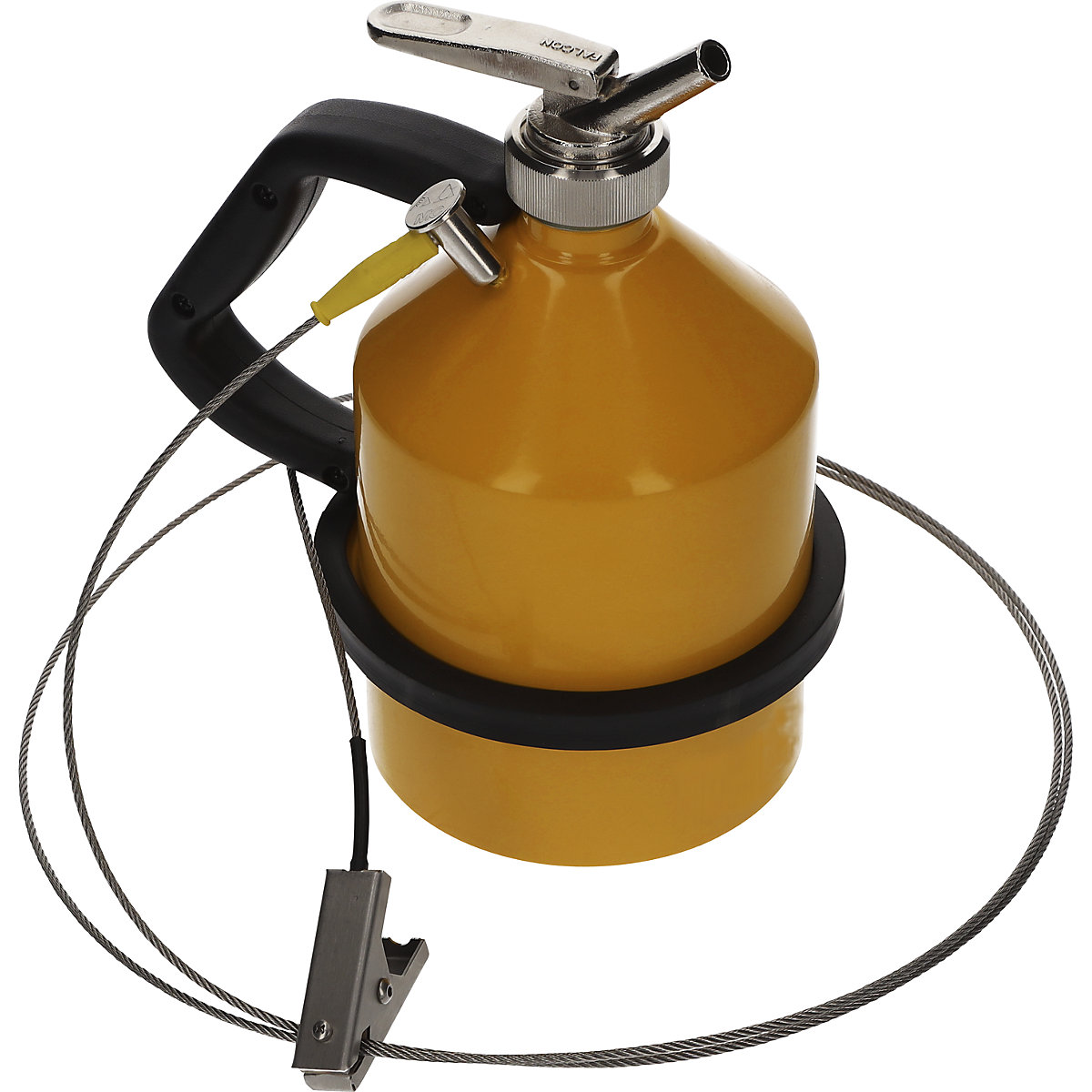 Safety dispensing container made of steel FALCON with fine dosage