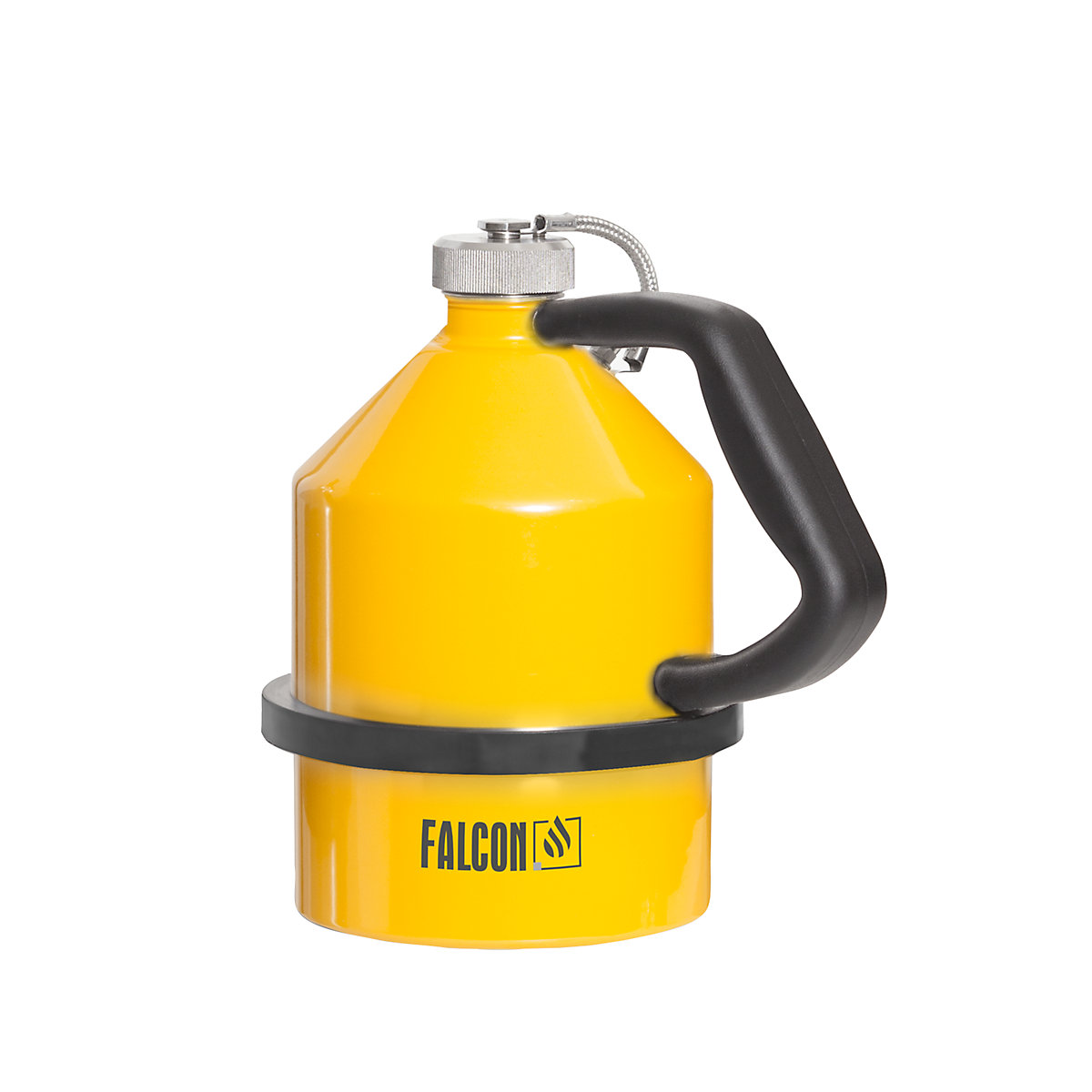 Safety storage and transport container with screw cap – FALCON, yellow sheet steel, capacity 2 l-5