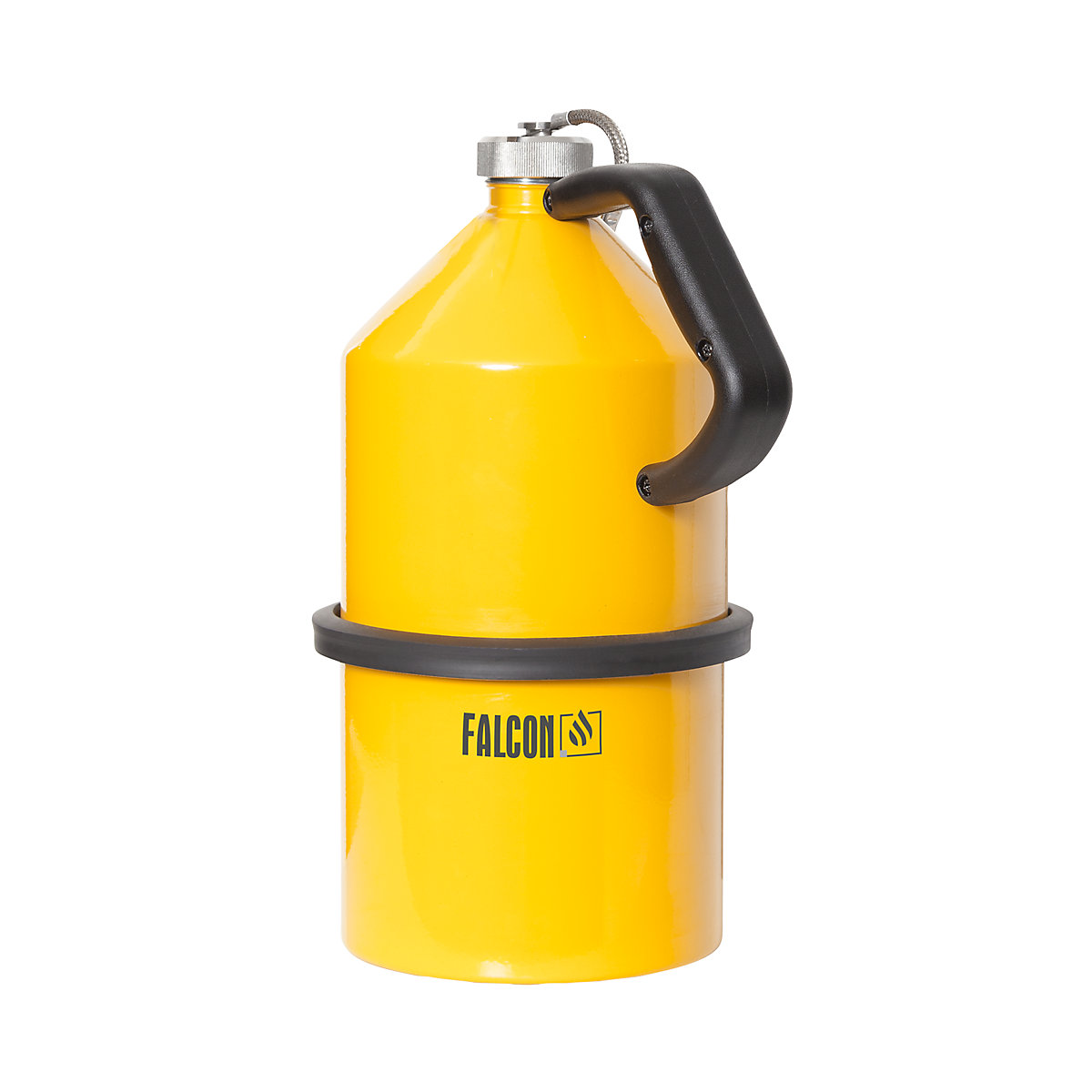 Safety storage and transport container with screw cap – FALCON, yellow sheet steel, capacity 5 l-7