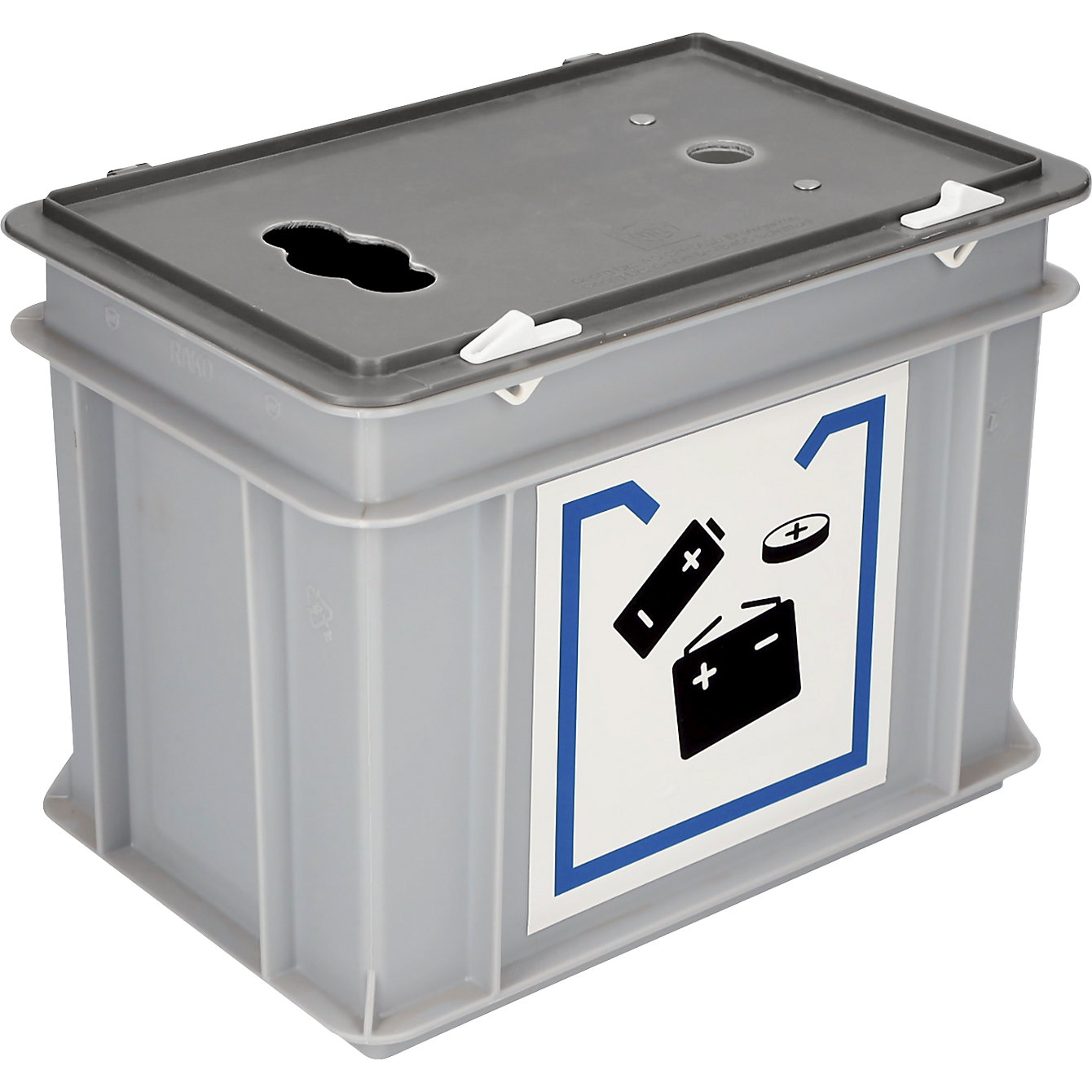 Used battery collection box: with cover and access opening | kaiserkraft