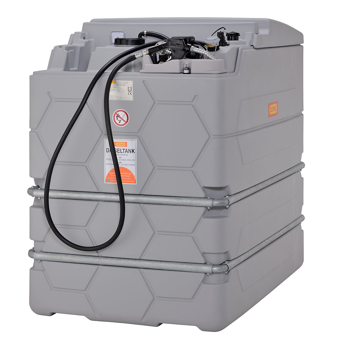 CUBE diesel tank – CEMO, Indoor Basic, capacity 2500 l, with electric pump 72 l/min-2