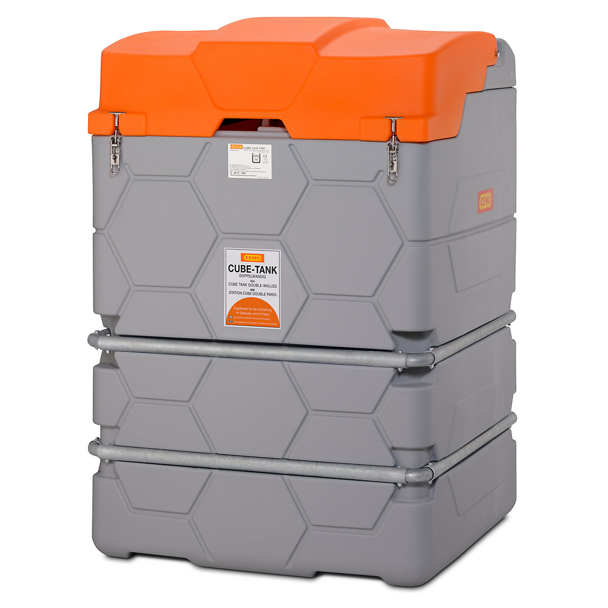 CUBE lubricant tank – CEMO, Outdoor Premium, with hinged lid, capacity 1500 l-9