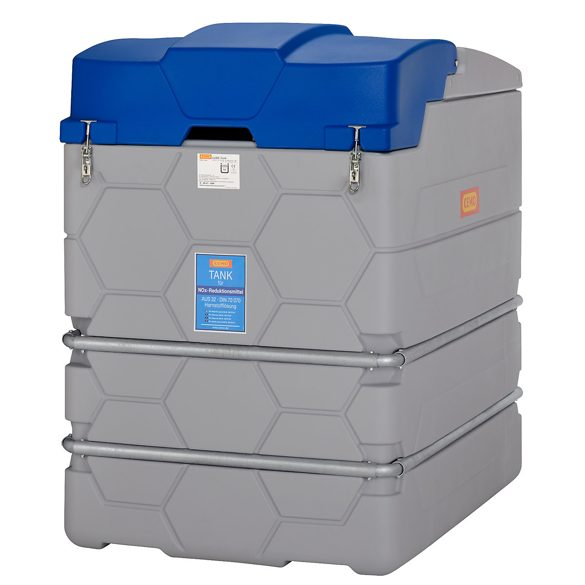 CUBE tank for AUS 32 (AdBlue®) – CEMO, Outdoor Basic, with hinged lid, height 1800 mm, capacity 2500 l-5