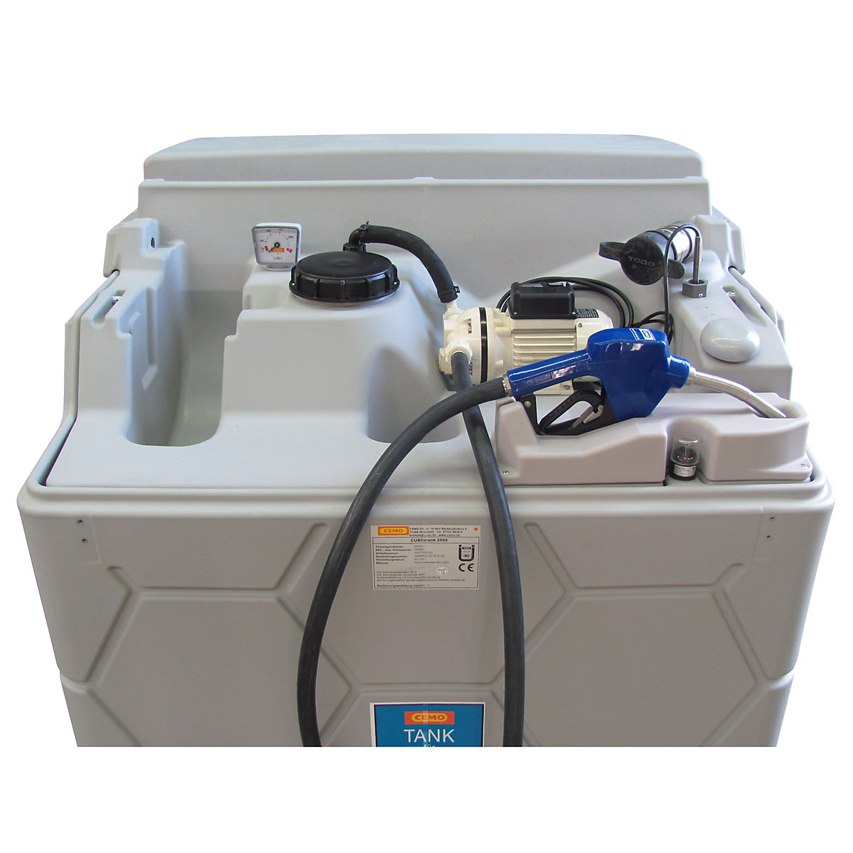 CUBE tank for AUS 32 (AdBlue®) – CEMO, Indoor Basic, without hinged lid, height 1740 mm, capacity 2500 l-3