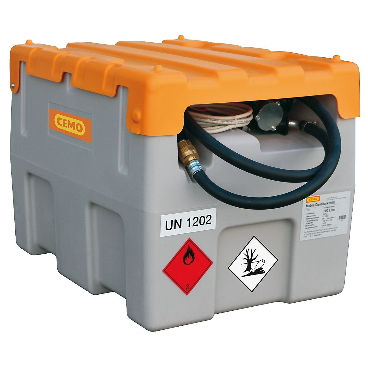 DT-Mobile Easy diesel filling system – CEMO: capacity 200 l, with 24 V  electric pump, 40 l/min