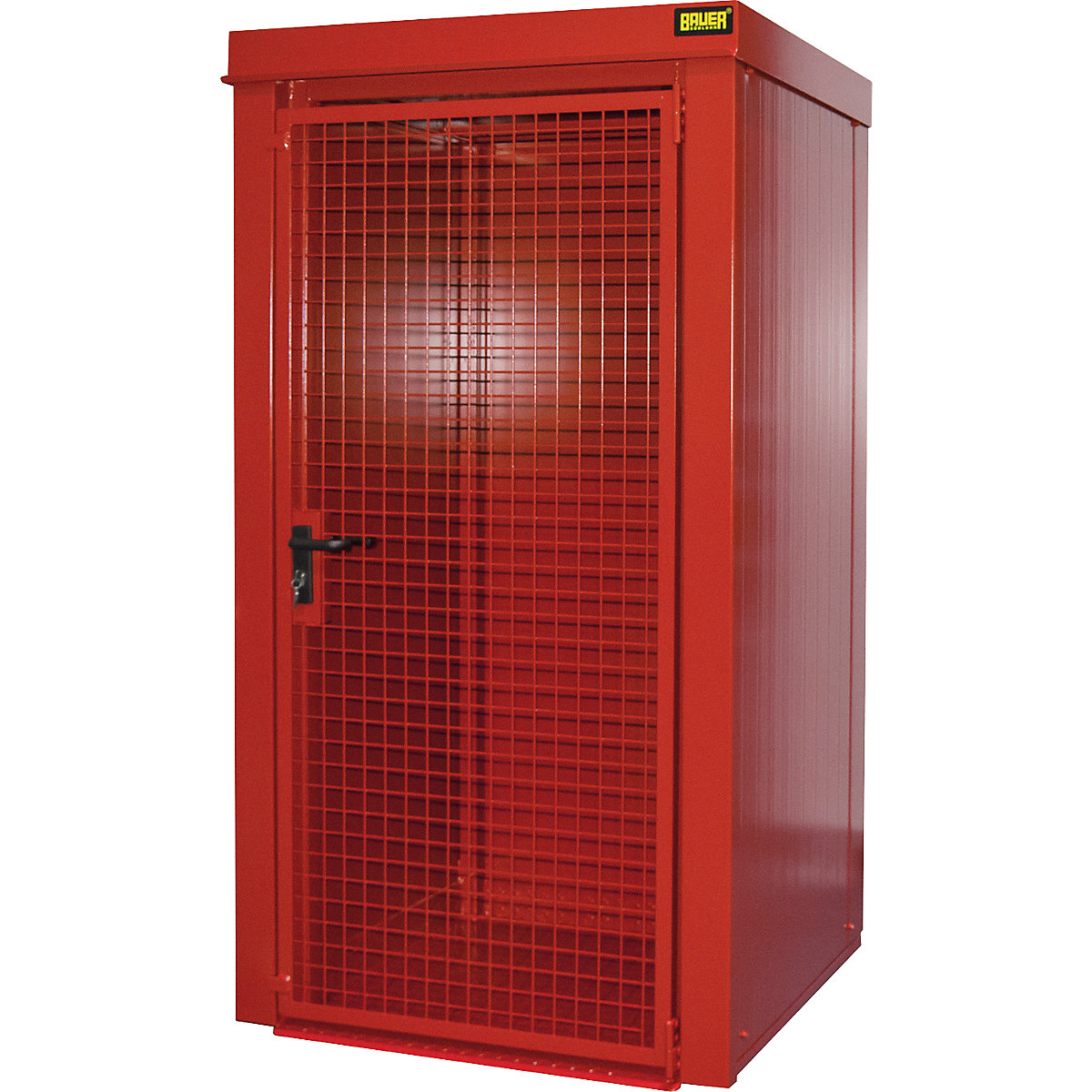 Gas cylinder container, fire resistant – eurokraft pro, for 9 cylinders with Ø 230 mm, red-6